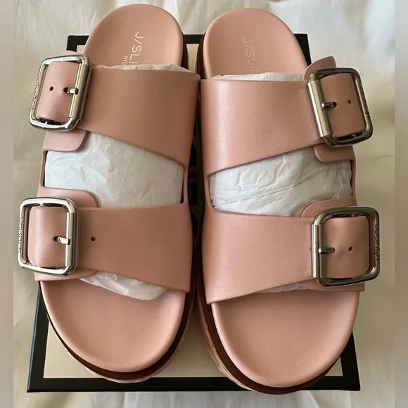 NWT J/SLIDES BONNIE Light Pink Leather Sandal New with box 8.5 - Picture 4 of 14